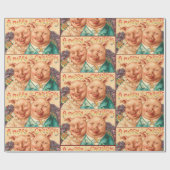 ヴィンテージ不気味な豚クリスマスカップル ラッピングペーパー (フラット)