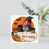 ヴィンテージ不気味な魔女ハローウィンパーティ 招待状 (スタンド正面)