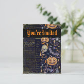 ヴィンテージ不気味カボチャハローウィンパーティ招待状 招待状 (スタンド正面)