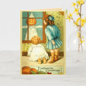 ヴィンテージ不気味キッズハロウィンカード カード (黄色い花)