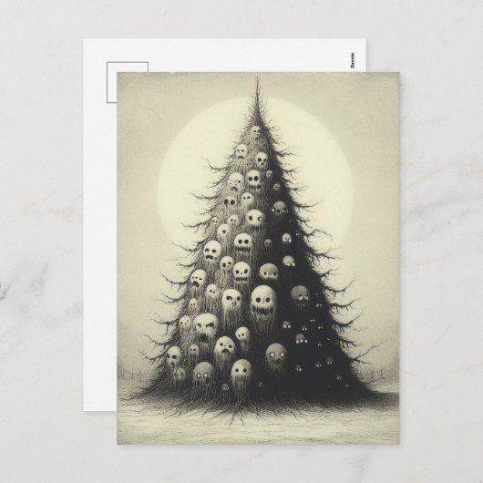ヴィンテージ不気味クリスマスツリーホラーゴシック シーズンポストカード (正面/裏面)