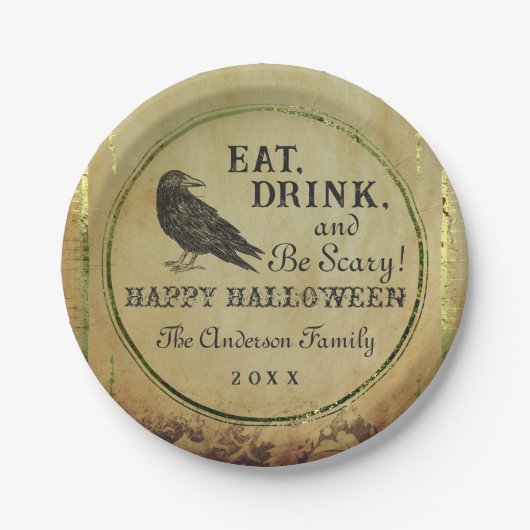 ヴィンテージ不気味ゴシックハッピーハローウィン ペーパープレート (正面)
