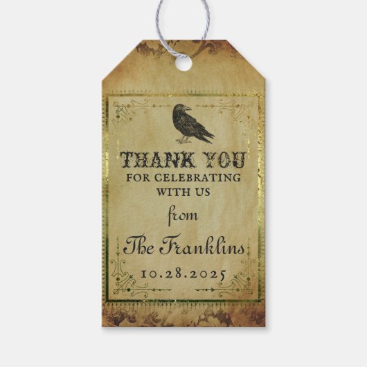 ヴィンテージ不気味ゴシックハローウィンパーティ有難う ギフトタグ (正面)