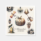 ヴィンテージ不気味ゴシック第2バースデーハロウィーン スタンダードカクテルナプキン (正面)