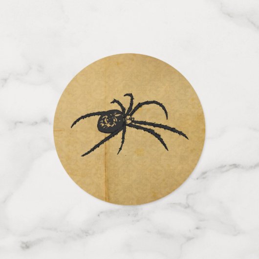 ヴィンテージ不気味スカルアンティークハロウィンブラック/金ゴールド コンフェッティ (スモール正面)