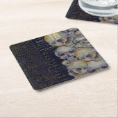 ヴィンテージ不気味スカルハロウィーン不気味 スクエアペーパーコースター (アングル)