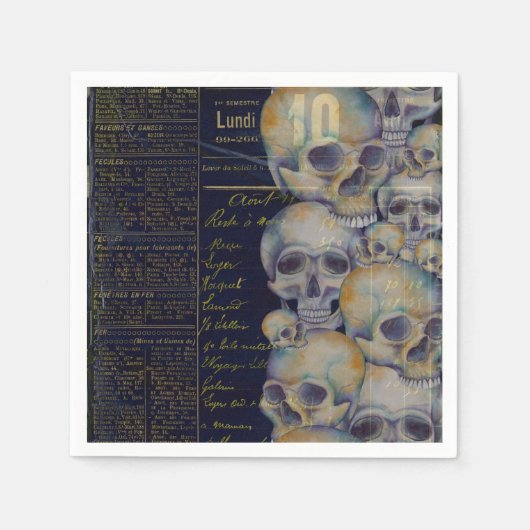 ヴィンテージ不気味スカルハロウィーン スタンダードカクテルナプキン (正面)