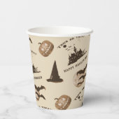 ヴィンテージ不気味ナイトハロウィーンパターン 紙コップ (裏面)