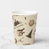 ヴィンテージ不気味ナイトハロウィーンパターン 紙コップ (右)