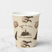 ヴィンテージ不気味ナイトハロウィーンパターン 紙コップ (正面)