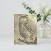 ヴィンテージ不気味ハロウィンイーグルフクロウ葉書 ポストカード (スタンド正面)