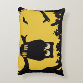 ヴィンテージ不気味ハロウィン、月のある木の中のフクロウ アクセントクッション (裏面(縦))