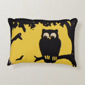 ヴィンテージ不気味ハロウィン、月のある木の中のフクロウ アクセントクッション (裏面)