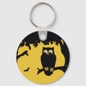 ヴィンテージ不気味ハロウィン、月のある木の中のフクロウ キーホルダー (裏面)