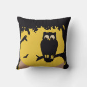 ヴィンテージ不気味ハロウィン、月のある木の中のフクロウ クッション (裏面)