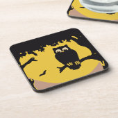 ヴィンテージ不気味ハロウィン、月のある木の中のフクロウ コースター (左側)