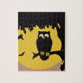 ヴィンテージ不気味ハロウィン、月のある木の中のフクロウ ジグソーパズル (縦)