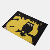 ヴィンテージ不気味ハロウィン、月のある木の中のフクロウ ドアマット (アングル)