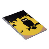 ヴィンテージ不気味ハロウィン、月のある木の中のフクロウ ノートブック (右側)