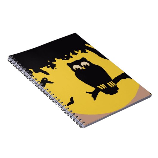 ヴィンテージ不気味ハロウィン、月のある木の中のフクロウ ノートブック (右側)