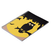 ヴィンテージ不気味ハロウィン、月のある木の中のフクロウ ノートブック (左側)