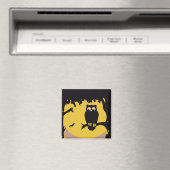 ヴィンテージ不気味ハロウィン、月のある木の中のフクロウ マグネット (インサイチュ (食洗機))