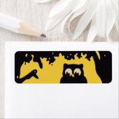 ヴィンテージ不気味ハロウィン、月のある木の中のフクロウ ラベル (インサイチュ)