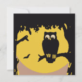 ヴィンテージ不気味ハロウィン、月のある木の中のフクロウ 招待状 (正面)