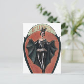 ヴィンテージ不気味ハロウィーンの女性葉書 ポストカード (スタンド正面)