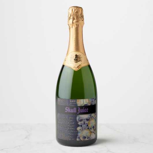 ヴィンテージ不気味ハロウィーンスカルジュース スパークリングワインラベル (正面)