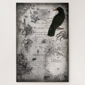 ヴィンテージ不気味ハロウィーンスパイダー&レイヴンエフエメラ ジグソーパズル (縦)