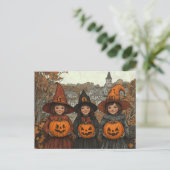 ヴィンテージ不気味ハロウィーントリックまたはトリート ポストカード (スタンド正面)