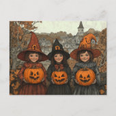 ヴィンテージ不気味ハロウィーントリックまたはトリート ポストカード (正面)