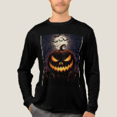 ヴィンテージ不気味ハロウィーンパンプキンナイトデザイン トライブレンドTシャツ (正面)