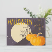 ヴィンテージ不気味ハロウィーンムーンとパンプキン カード (スタンド正面)