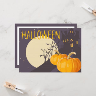 ヴィンテージ不気味ハロウィーンムーンとパンプキン カード