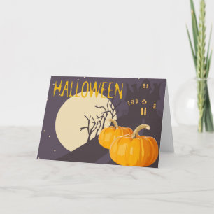 ヴィンテージ不気味ハロウィーンムーンとパンプキン カード