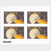 ヴィンテージ不気味ハロウィーンムーンとパンプキン 長方形シール (シート)