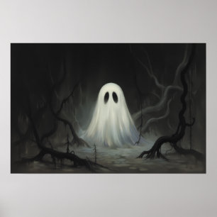 ヴィンテージ不気味ハロウィーン幽霊 – ア幽霊のよく出るート ポスター