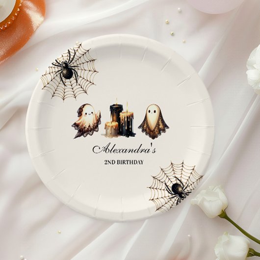 ヴィンテージ不気味ハロウィーン2回目の誕生日 ペーパープレート