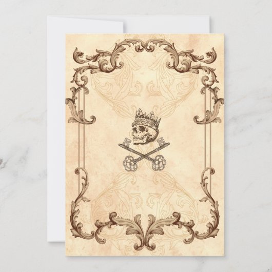 ヴィンテージ不気味ハローウィンパーティゴシックスカル 招待状 (裏面)