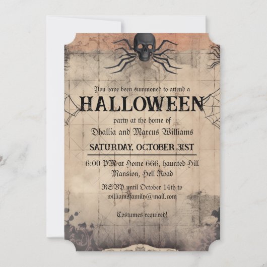 ヴィンテージ不気味ハローウィンパーティ 招待状 (正面)