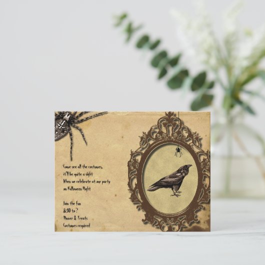 ヴィンテージ不気味ラヴェンスパイダーハロウィーン招待状 招待状 (スタンド正面)