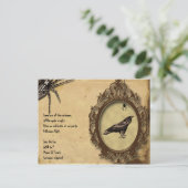 ヴィンテージ不気味レイブンとスパイダーハロウィーン招待状 インビテーションポストカード (スタンド正面)