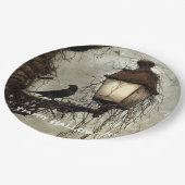 ヴィンテージ不気味レイヴンオンランタンハロウィーン ペーパープレート (アングル)