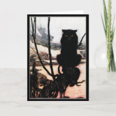 ヴィンテージ不気味幽霊のよく出るハロウィーンブラックキャット カード (正面)