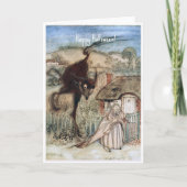 ヴィンテージ不気味魔女と黒猫アーサー・ラッカム カード (正面)