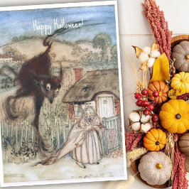 ヴィンテージ不気味魔女と黒猫アーサー・ラッカム カード