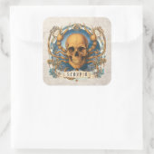 ヴィンテージ不気味〔占星術の〕十二宮図フローラ蠍座ユニークスカル スクエアシール (バッグ)