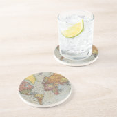 ヴィンテージ世界リトグラフ総合地図 コースター (側面)